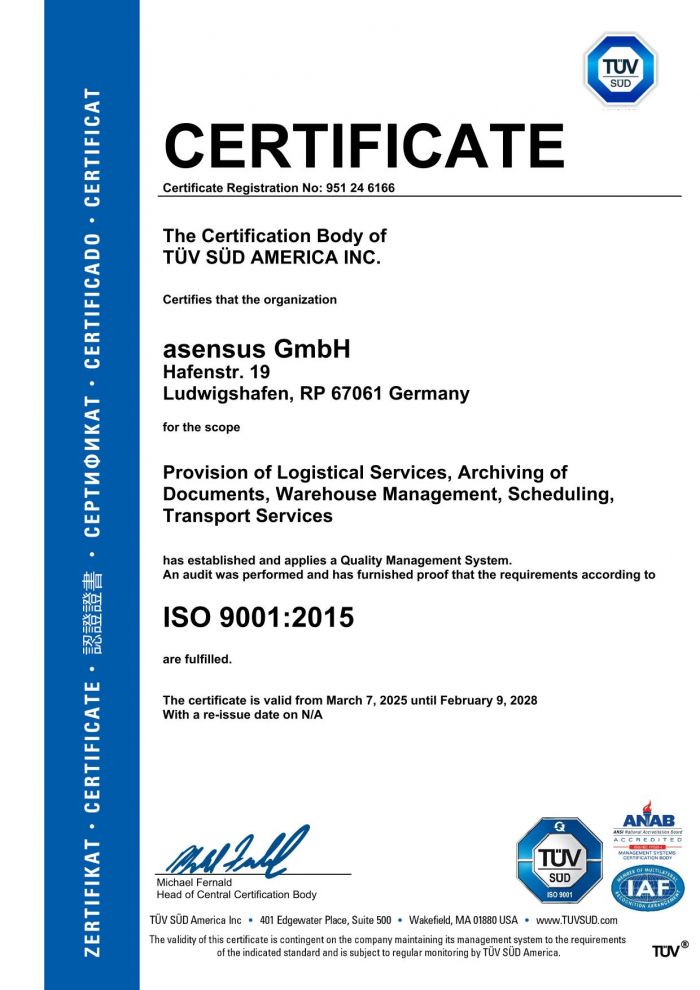 ISO Certificate in English